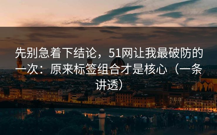先别急着下结论,51网让我最破防的一次:原来标签组合才是核心(一条讲透) 先别急着下结论,51网让我最破防的一次:原来标签组合才是核心(一条讲透)