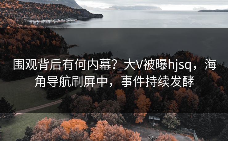 围观背后有何内幕？大V被曝hjsq，海角导航刷屏中，事件持续发酵