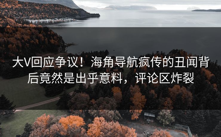 大V回应争议！海角导航疯传的丑闻背后竟然是出乎意料，评论区炸裂