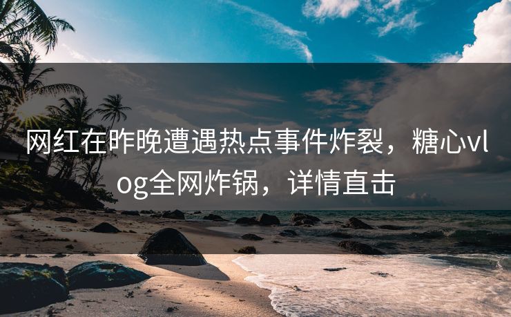 网红在昨晚遭遇热点事件炸裂，糖心vlog全网炸锅，详情直击